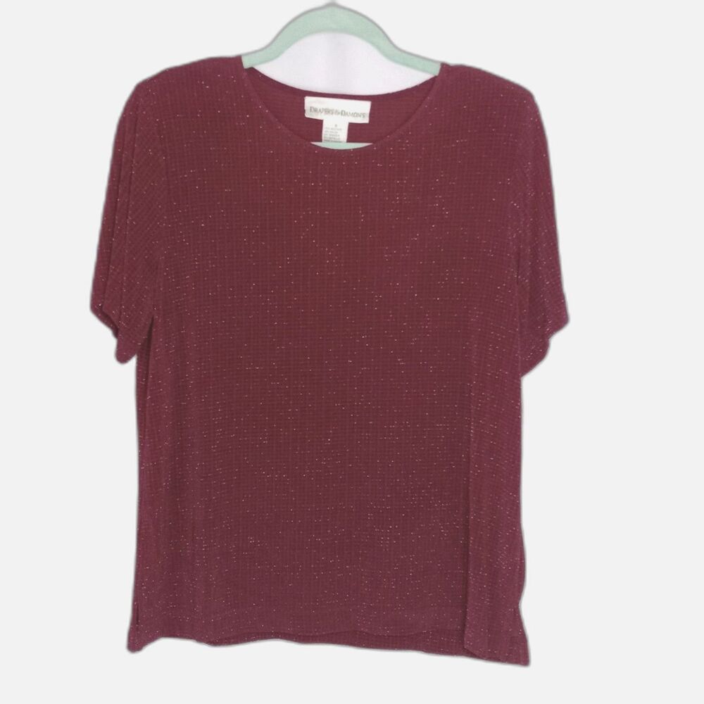 Draper's & Damon's Relaxed Short Sleeve Blouse Top Flowy Red NWT Womens Small